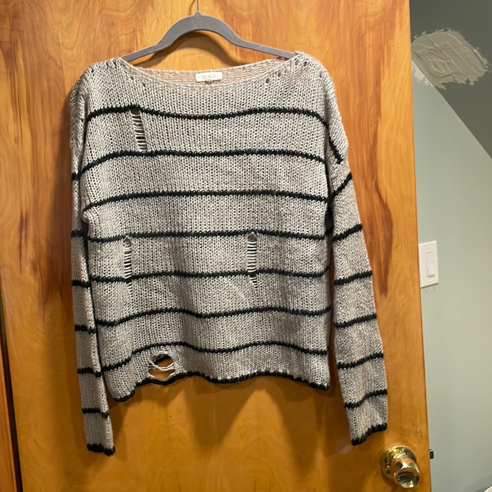 Distressed Striped Sweater